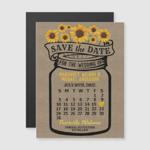 Invitation Magnétique Mariage Sauvez la date Mason Jar Farm Juillet 2022