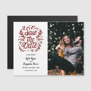 Invitation Magnétique Mariage Sauvez la date Photo Calligraphie Botaniqu