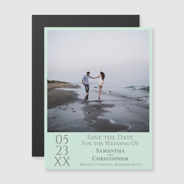 Invitation Magnétique Mariage simple moderne Enregistrer la date Photo M (Devant / Derrière)