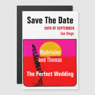 Invitation Magnétique Mariage Summer Beach Retro Poster Enregistrer La D