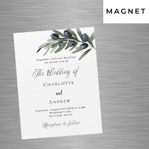 Invitation Magnétique Mariage verdure olivier feuilles simple script lux