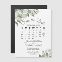 Mariage vert Enregistrer la date Calendrier Blanc