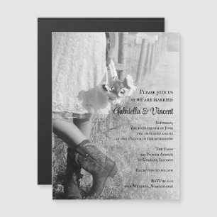 Invitation Magnétique Mariée, Bottes Cowboy et Mariage campagnard de tou