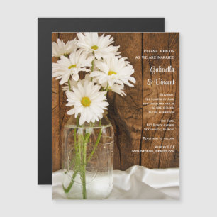 Invitation Magnétique Mason Jar et White Daisies Barn Mariage