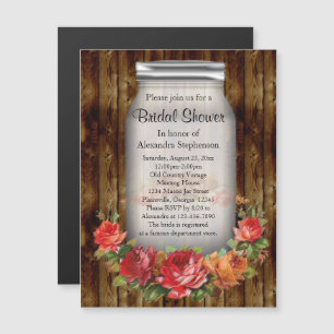 Invitation Magnétique Mason Jar Flower Fête des mariées de couronne