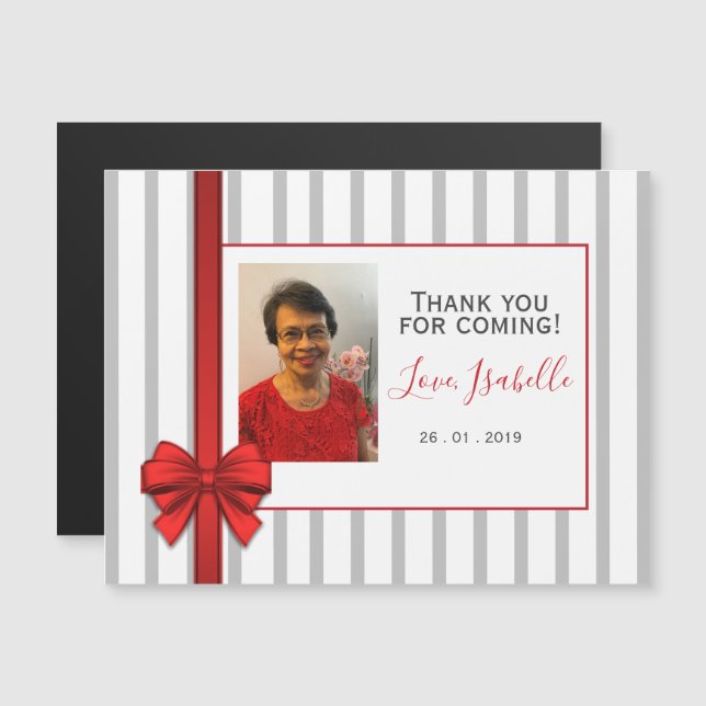 Invitation Magnétique Merci audacieux POUR VENIR ! Aimant Cadeau Anniver (Devant / Derrière)