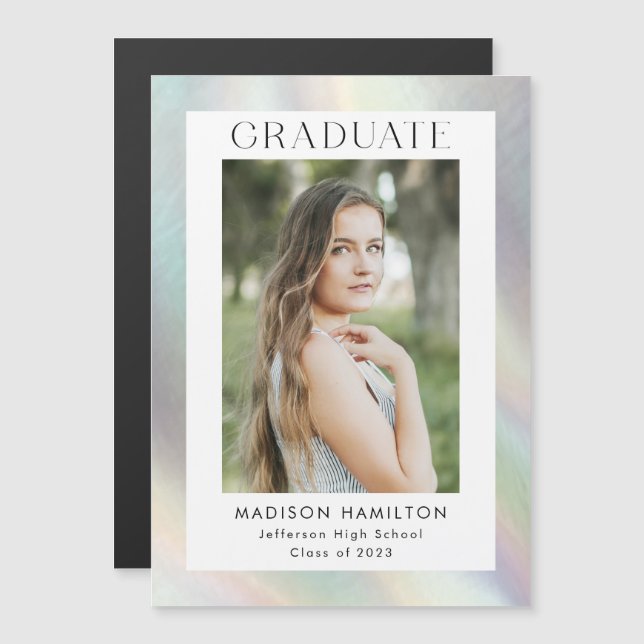 Invitation Magnétique Mère de Pearl Holographie photo diplôme\ (Devant / Derrière)