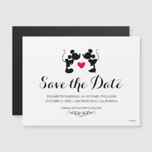Invitation Magnétique Mickey et Minnie Mariage   Silhouette Enregistrer 