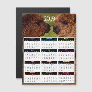 Invitation Magnétique Mini calendrier de 2019 alpaga drôles