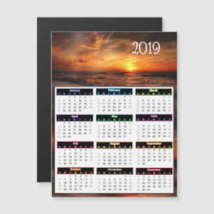 Invitation Magnétique Mini calendrier du coucher de soleil sur l'océan R