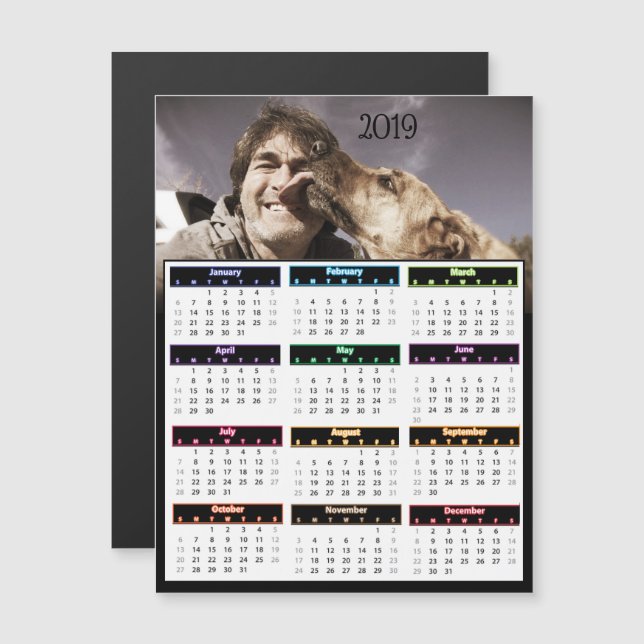 Invitation Magnétique Mini calendrier photo personnalisé 2019 (Devant / Derrière)