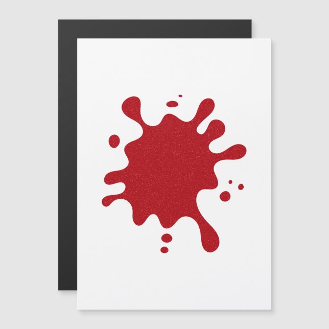 Invitation Magnétique Minimal Tomato Red Splash Magnetic Card (Custom) (Devant / Derrière)