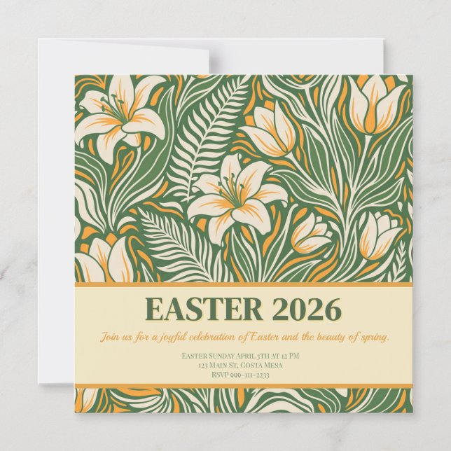 Invitation Magnétique Modern Botanical Easter Blessings (Recto)