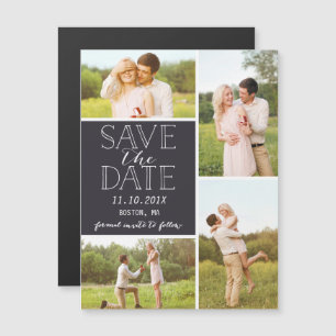 Invitation Magnétique Modern Save The Date 4 Photo Classic Collage