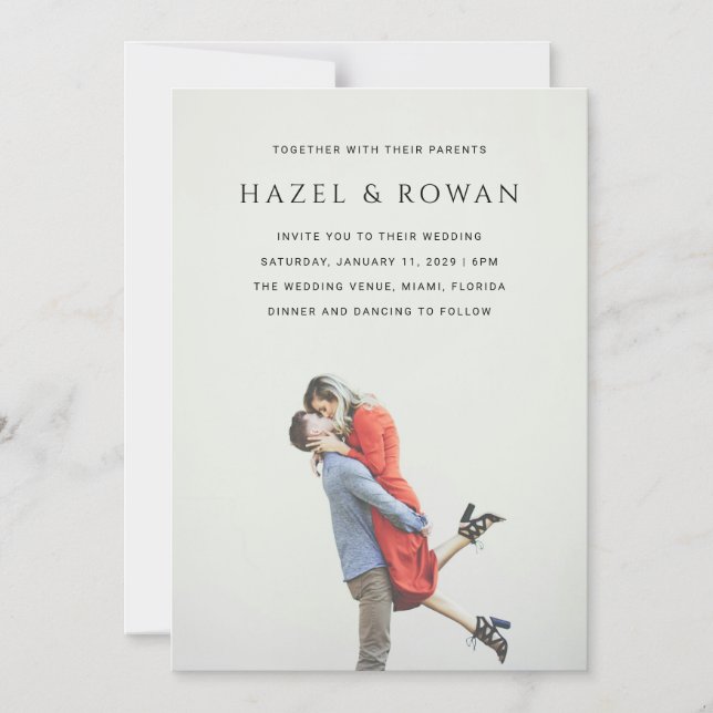 Invitation Magnétique Modern Simple Photo Wedding (Recto)