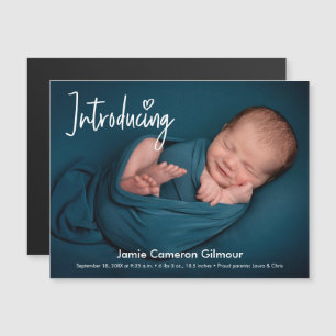Invitation Magnétique Moderne Introduire la photo bébé garçon Nom
