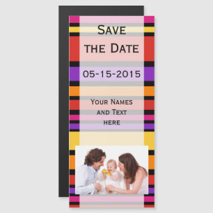 Invitation Magnétique Motif rayures BG coloré I + votre arrière-plan