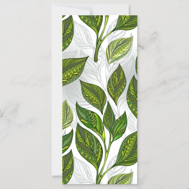 Invitation Magnétique Motif sans couture avec Feuilles de thé vert (Recto)