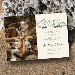 Invitation Magnétique Mountain Outdoor Sage Green Wedding Enregistrer La