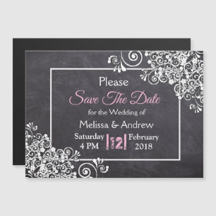 Invitation Magnétique Noir Chalkboard Mariage Enregistrer l'aimant Date