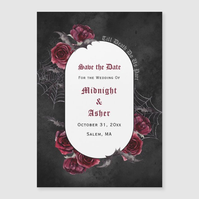 Invitation Magnétique Noir Gothique Jusqu'À La Mort Do Us Part Enregistr (Devant)