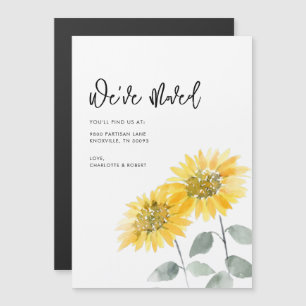 Invitation Magnétique Nous Avons Déménagé Watercoler Tournesol Faire-par