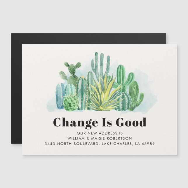 Invitation Magnétique Nous avons déplacé les succulents de l'aquarelle e (Devant / Derrière)