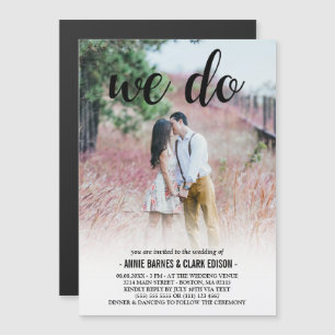 Invitation Magnétique Nous faisons Mariage photo en noir script
