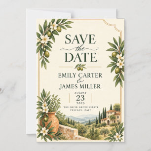 Invitation Magnétique Oliveraie Méditerranéenne Enregistrez la Date It