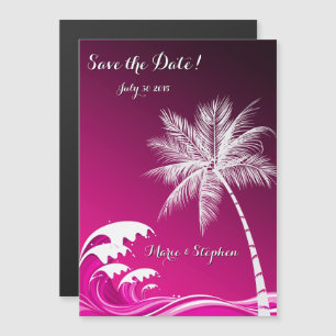Invitation Magnétique OMBRÉ PINK TROPICAL PALMS Enregistrer la date