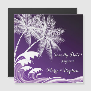 Invitation Magnétique OMBRÉ PURPLE PALMS TROPICAUX Enregistrer la date