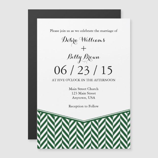 Invitation Magnétique Ombre vert Magnétique Herringbone Mariage Inviter (Devant / Derrière)