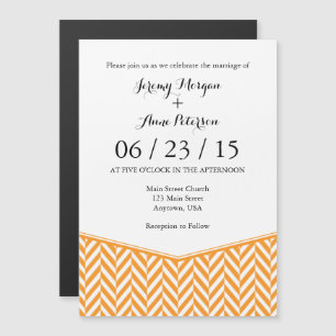 Invitation Magnétique Orange Blanc Magnétique Herringbone Mariage Invita