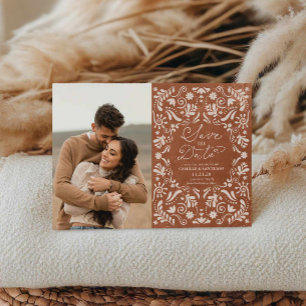 Invitation Magnétique Papier en terre cuite Picado Photo Enregistrer la 