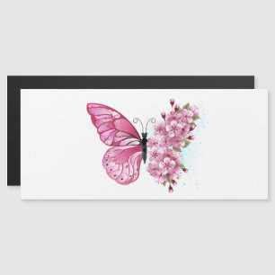 Invitation Magnétique Papillon à fleurs avec Sakura rose