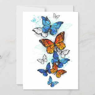 Invitation Magnétique Papillons volants Morpho et Monarch