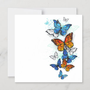 Invitation Magnétique Papillons volants Morpho et Monarch