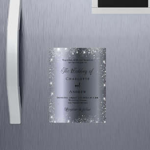 Invitation Magnétique Parties scintillant en argent élégant mariage de l