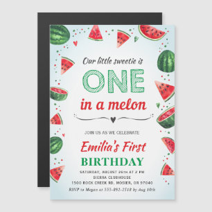 Invitation Magnétique Pastèque 1er Premier Anniversaire Fille Été