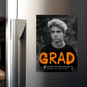Invitation Magnétique Peinture Orange moderne Peinture Spray Graduation