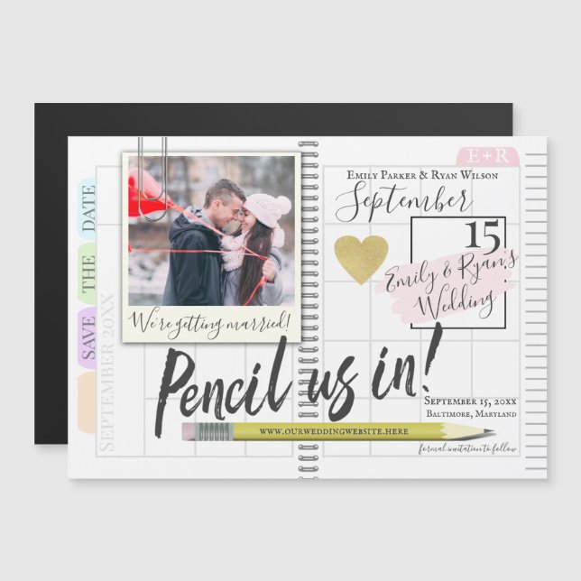 Invitation Magnétique Pencil Us In Bullet Journal Calendar Enregistrer l (Devant / Derrière)