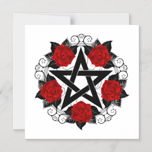 Invitation Magnétique Pentagramme aux roses rouges