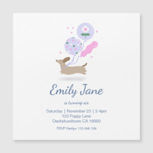 Invitation Magnétique Personnalisé Dachshund Amour fête d'anniversaire r