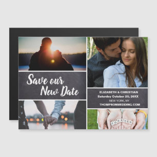 Invitation Magnétique Photo Collage Enregistrer notre nouveau Mariage Da