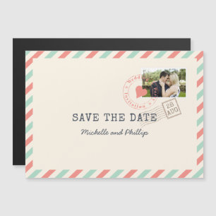 Invitation Magnétique Photo d'annonce de mariage par avion vintage