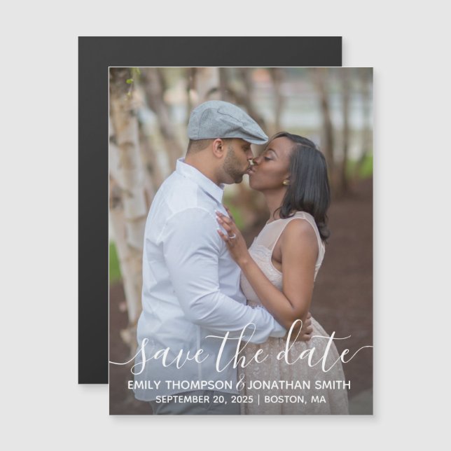 Invitation Magnétique Photo Mariage Enregistrer La Date Magnet, Vertical (Devant / Derrière)