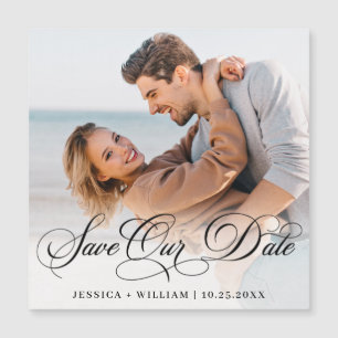 Invitation Magnétique Photo Mariage Simplement Élégant Enregistrer La Da