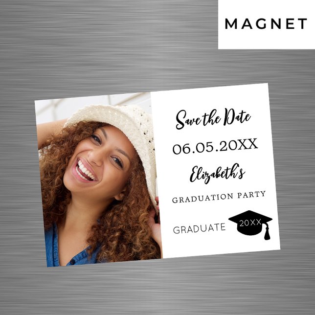 Invitation Magnétique Photo moderne Graduation Party Enregistrer la cart (Créateur téléchargé)