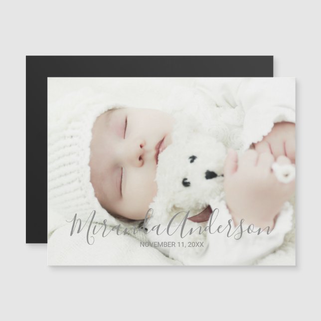 Invitation Magnétique Photo personnalisée avec nom et texte personnalisé (Devant / Derrière)