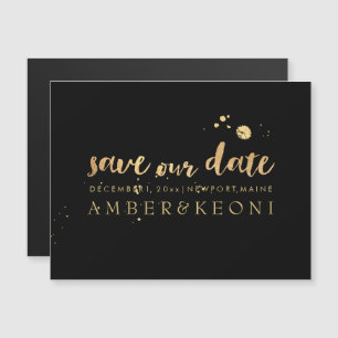 Invitation Magnétique PixDezines Economisez notre date/Script Gold éléga